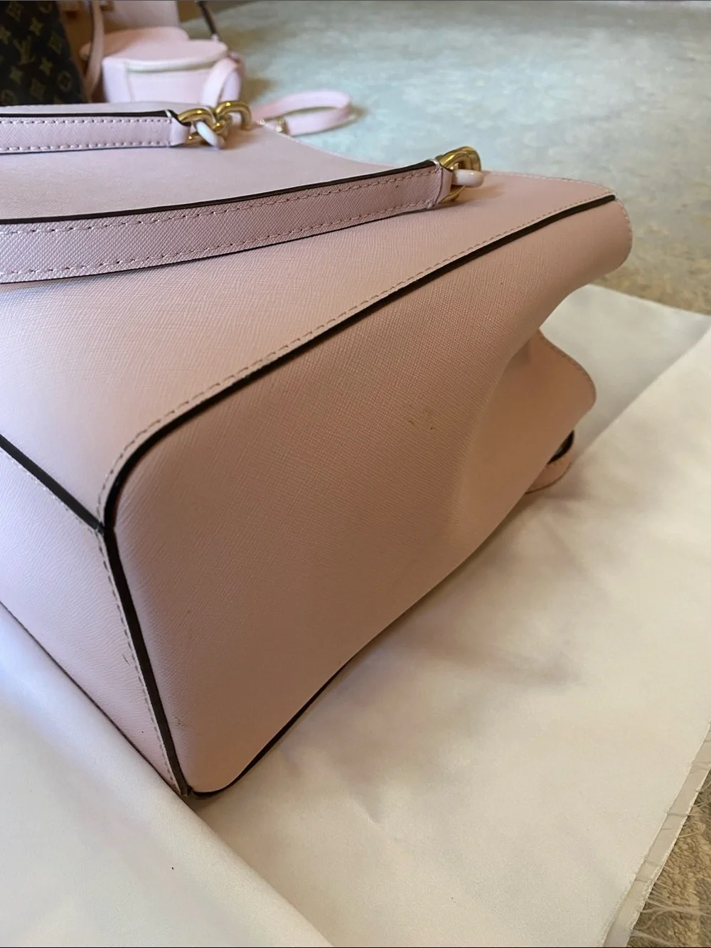 Michael Kors Blush Saffiano Satchel with Gold Hardware